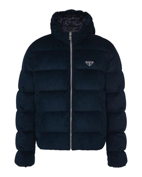 prada corduroy jacket|Blue Cropped Corduroy Down Jacket .